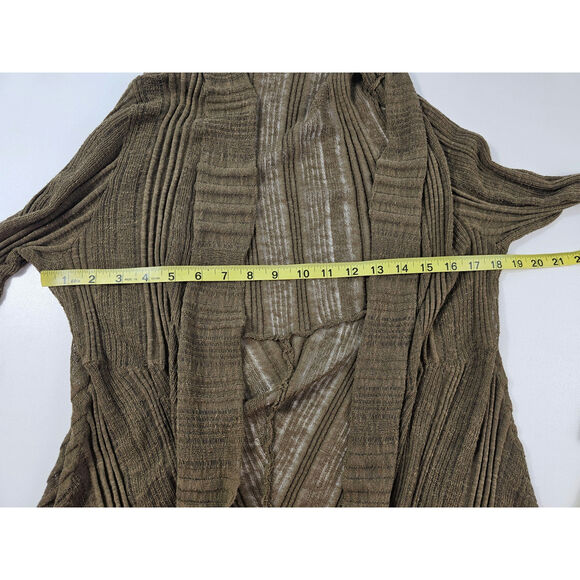 Eileen fisher linen blend Italian yarn cardigan green open jacket EUC size L ^ - Picture 7 of 7